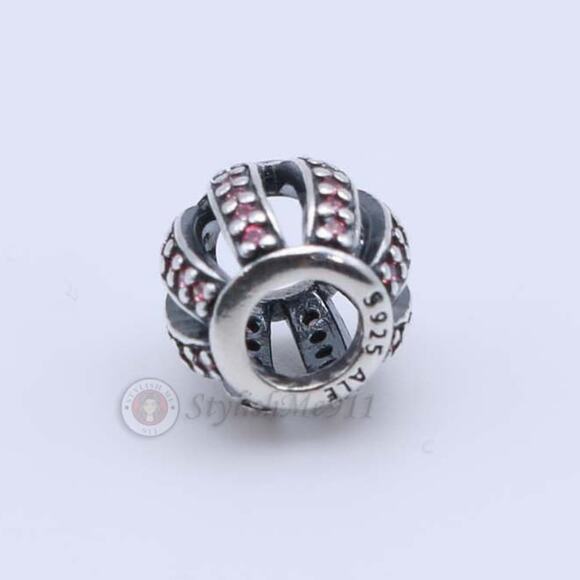 Authentic PANDORA Pink Openwork Pavé Barrel Charm - 791115CZS - Picture 6 of 10
